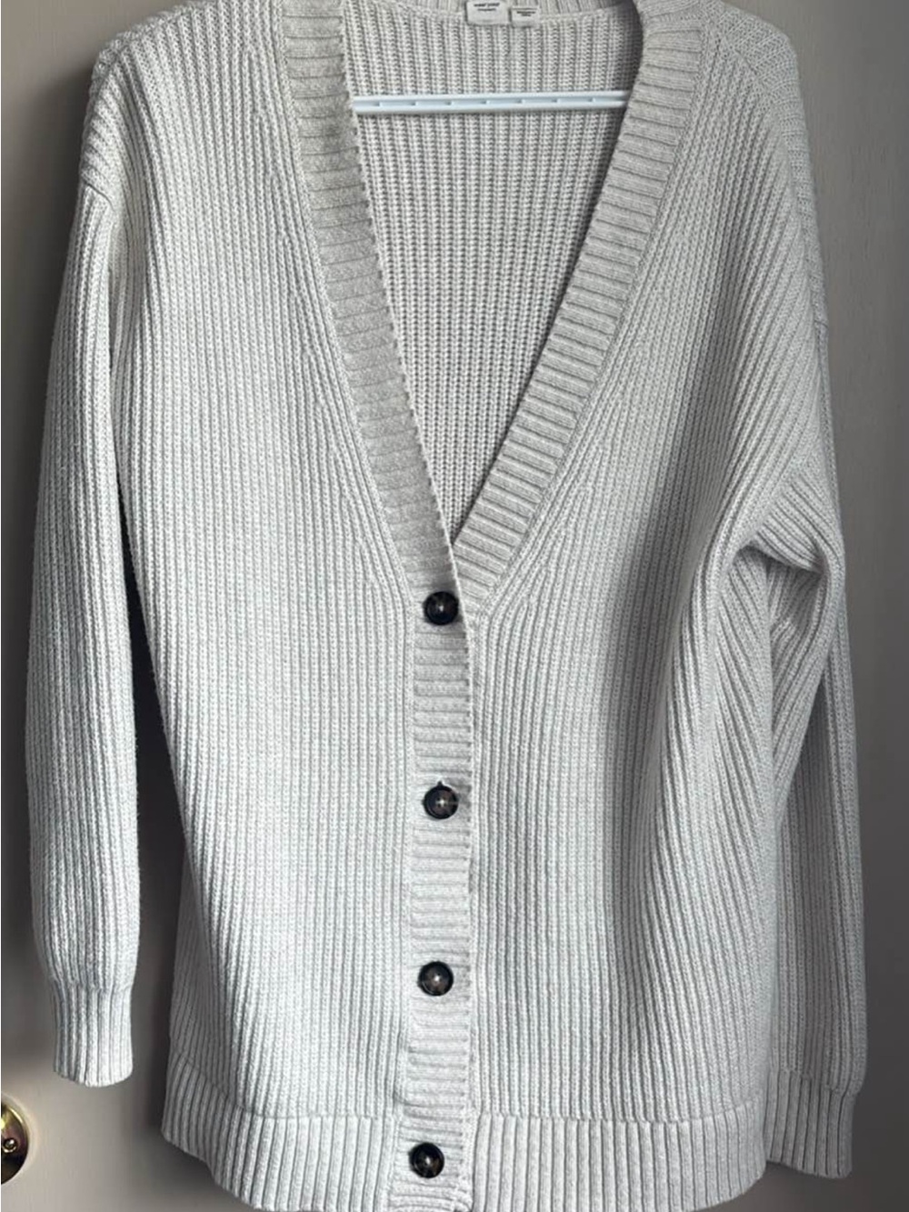 10 Trees-Women's Ribbed Button-Front Cardigan Sweater - soft white
